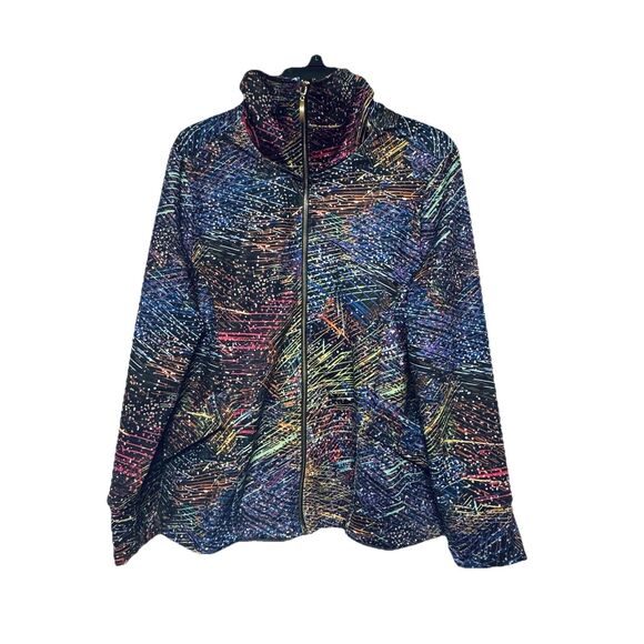 Berek Jacket Women's Size M Geometric Multicolor Artsy Full Zip Mock Neck - Picture 4 of 8